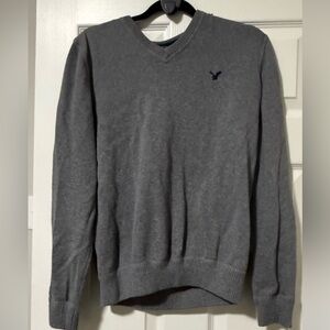 American Eagle Sweater Mens M Vintage Fit Gray Long Sleeve V Neck Casual